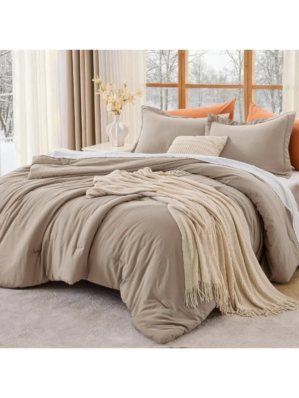 Queen Size Ultra Soft Down Alternative Comforter Set - 3 Piece Lightweight